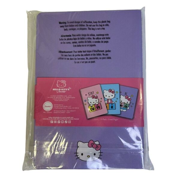 2024 Sanrio Hello Kitty Notebook 3 Trio Science Rules Cute HK Nice 80 Pages Ea. - Picture 4 of 7